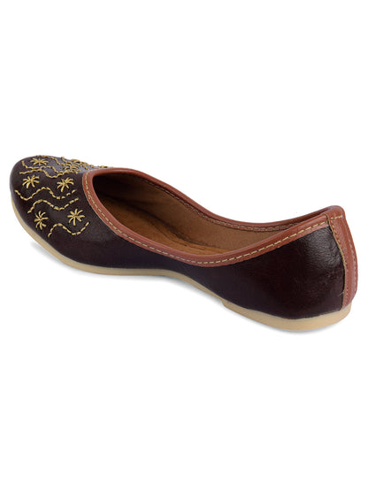 Desi Colour Women Indian Ethnic Footwear-Traditional Dark Brown Polish