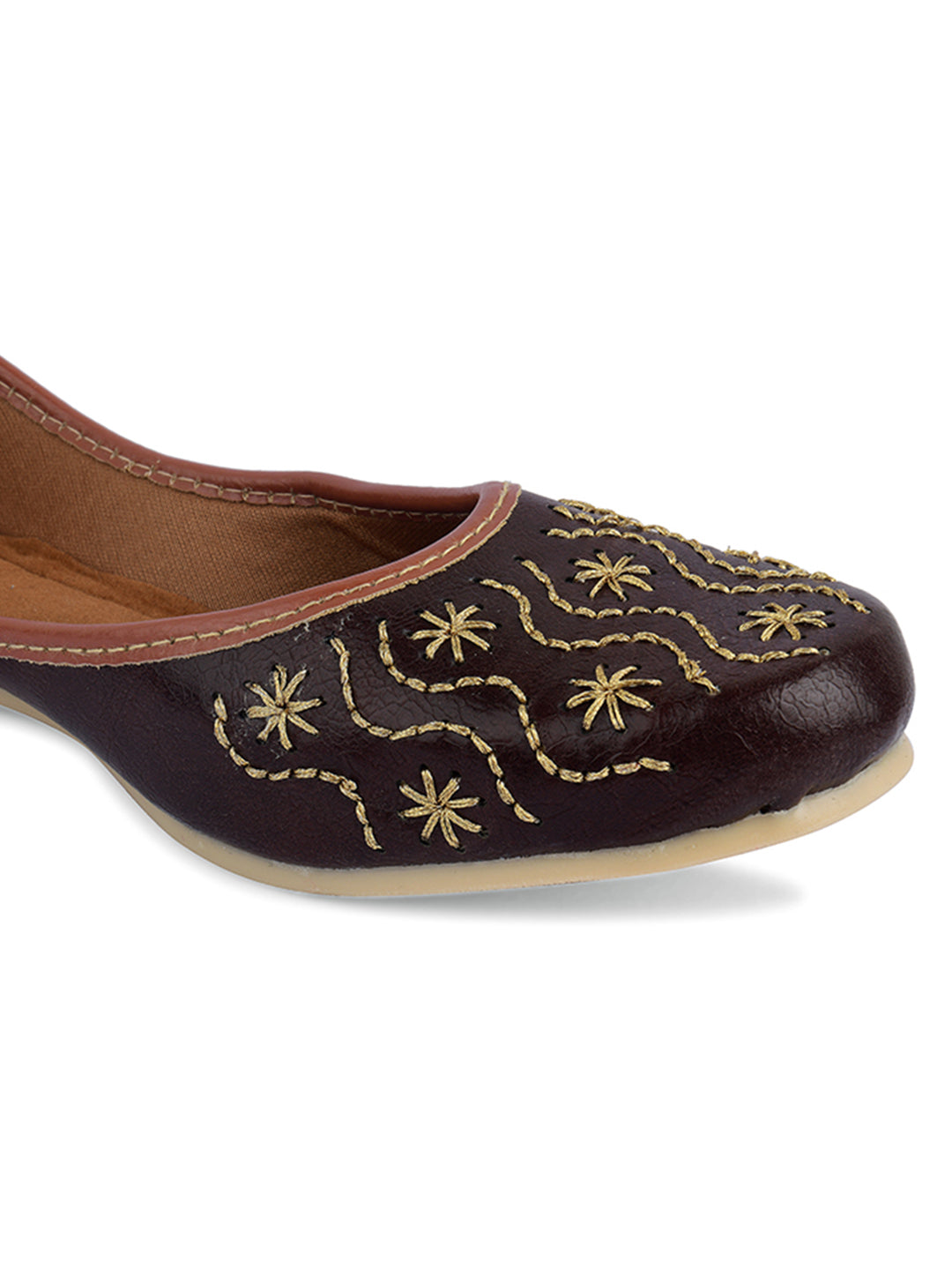 Desi Colour Women Indian Ethnic Footwear-Traditional Dark Brown Polish