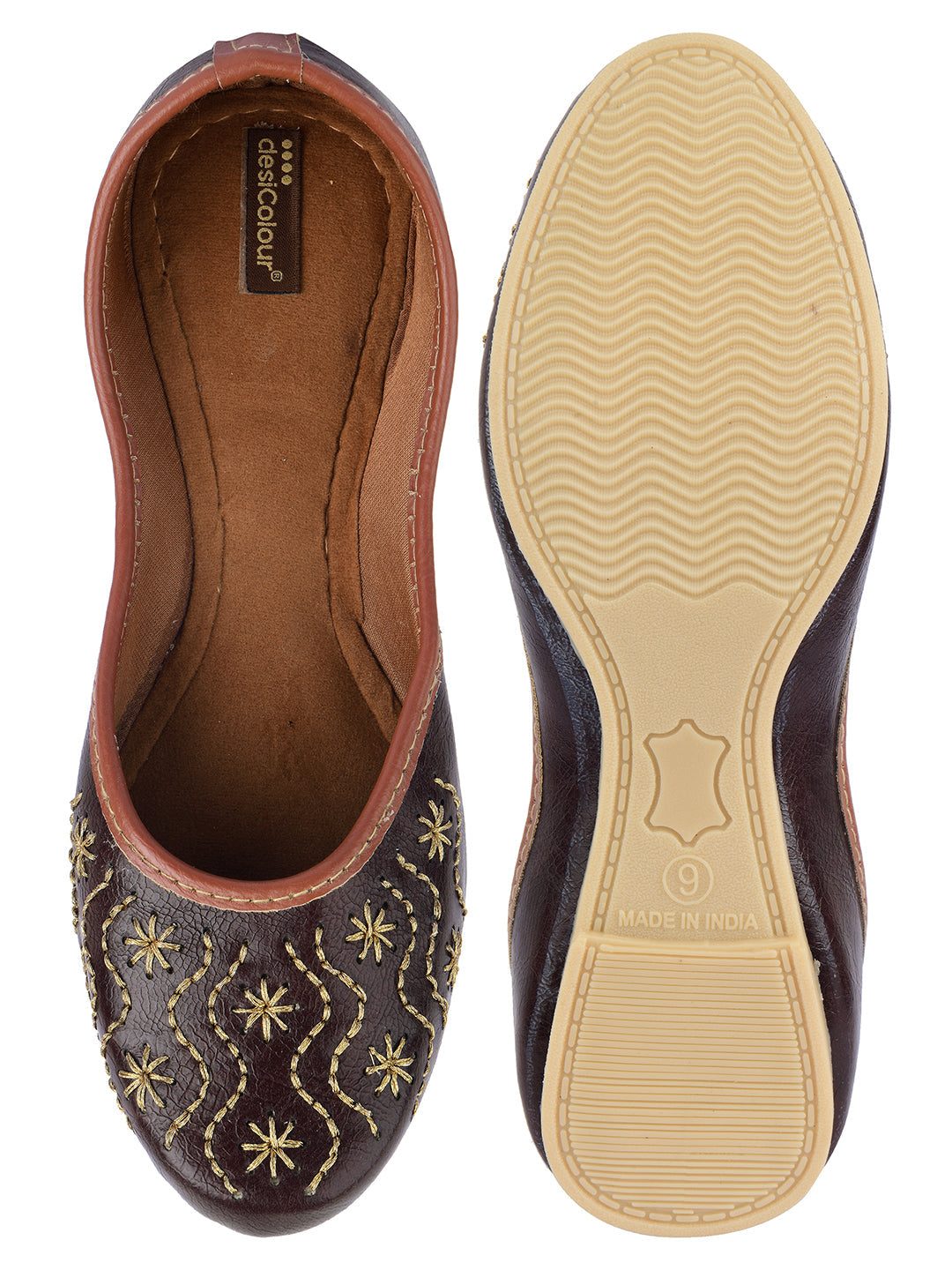 Desi Colour Women Indian Ethnic Footwear-Traditional Dark Brown Polish