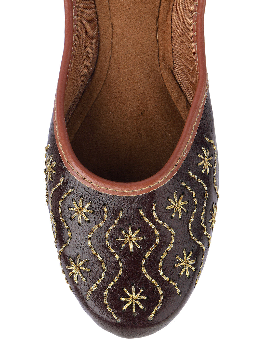 Desi Colour Women Indian Ethnic Footwear-Traditional Dark Brown Polish