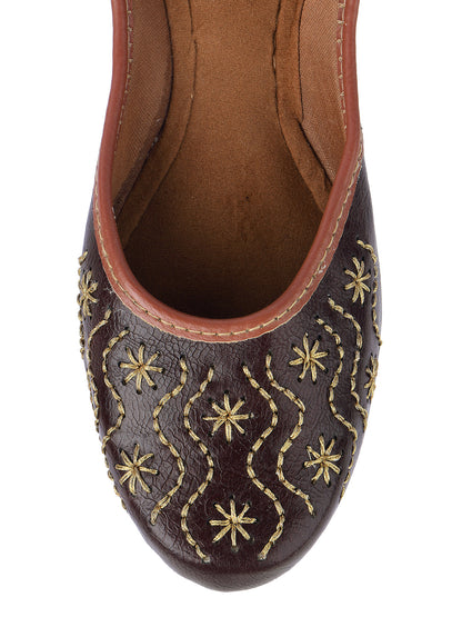 Desi Colour Women Indian Ethnic Footwear-Traditional Dark Brown Polish