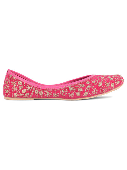 Desi Colour Women Indian Ethnic Footwear-Cushioned Pink Emb