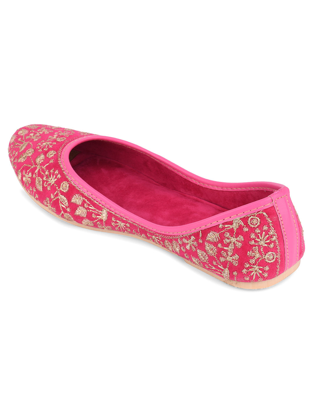 Desi Colour Women Indian Ethnic Footwear-Cushioned Pink Emb