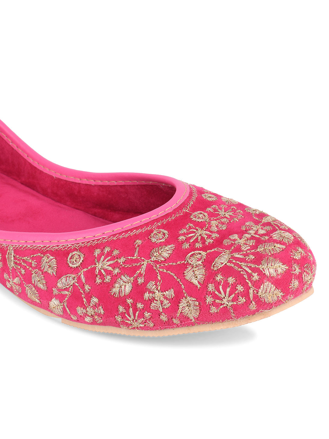Desi Colour Women Indian Ethnic Footwear-Cushioned Pink Emb