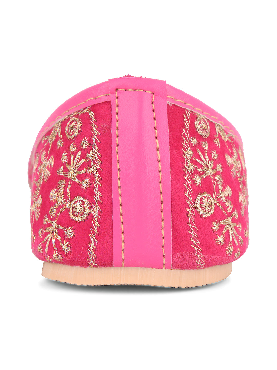 Desi Colour Women Indian Ethnic Footwear-Cushioned Pink Emb