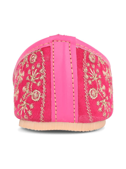 Desi Colour Women Indian Ethnic Footwear-Cushioned Pink Emb