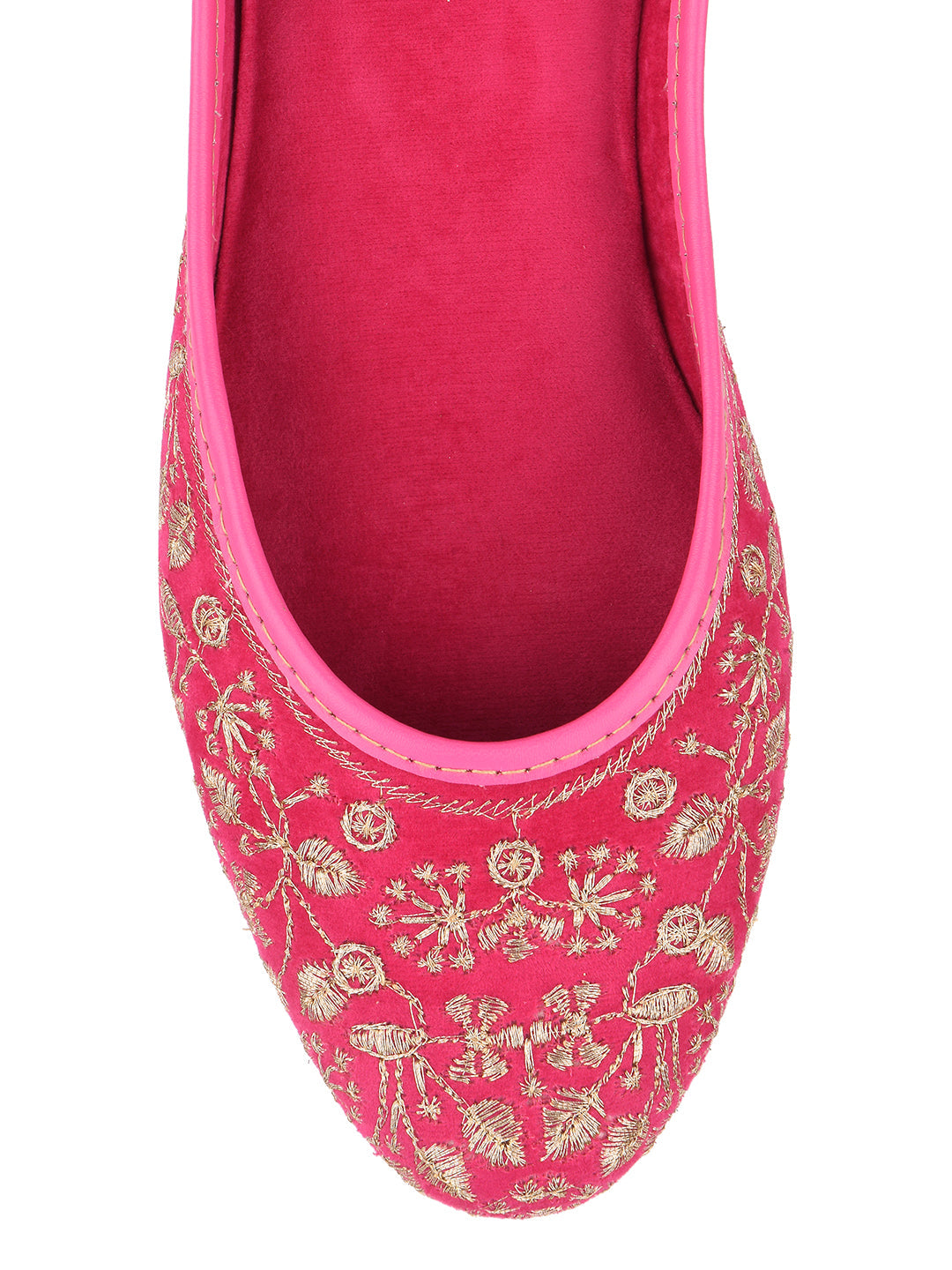Desi Colour Women Indian Ethnic Footwear-Cushioned Pink Emb
