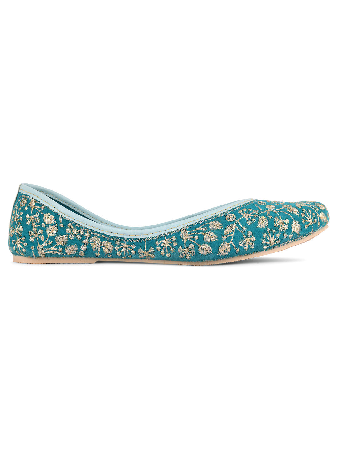 Desi Colour Women Indian Ethnic Footwear-Cushioned Green Emb