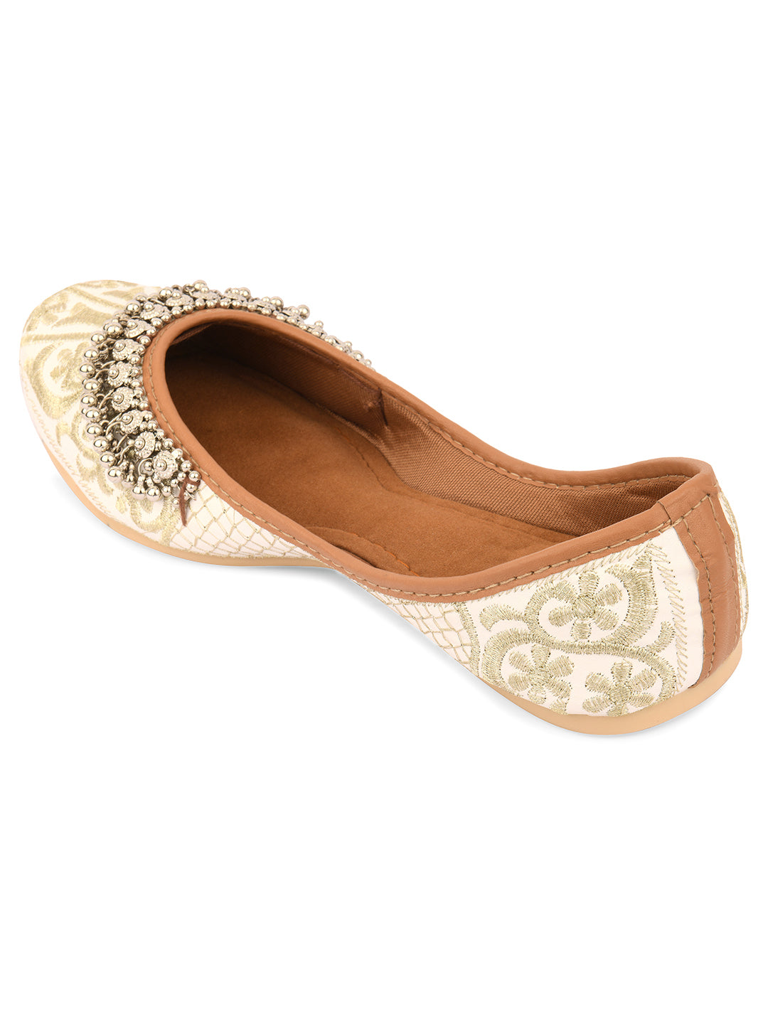 Desi Colour Women Indian Ethnic Footwear-Off White-Gungroo