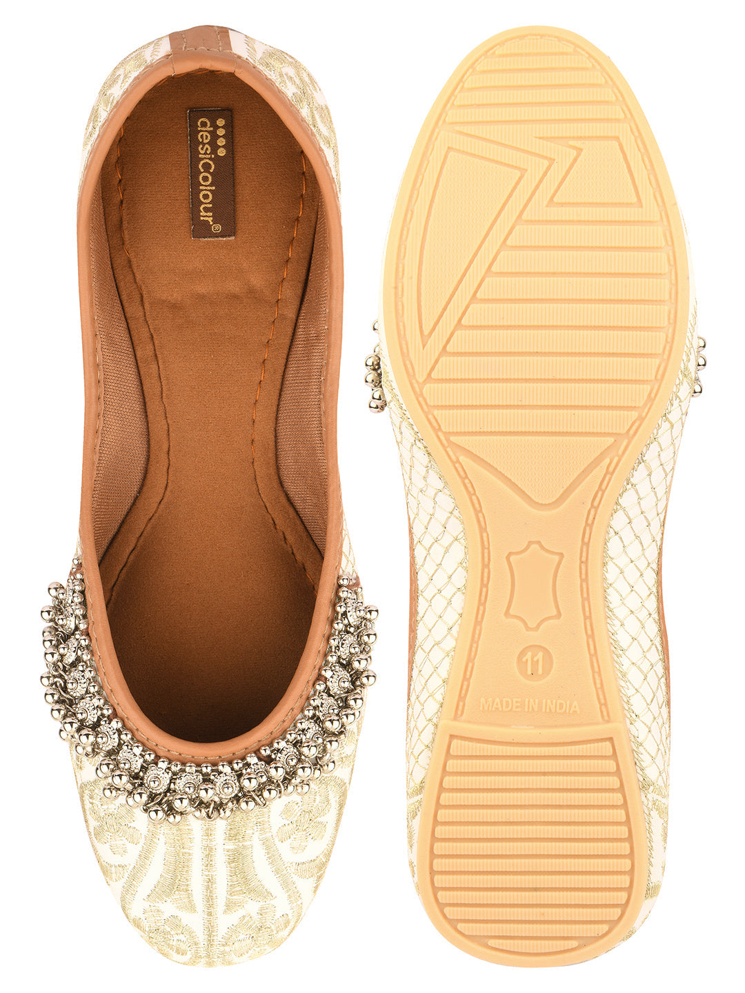 Desi Colour Women Indian Ethnic Footwear-Off White-Gungroo
