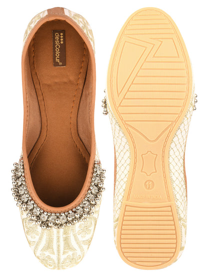 Desi Colour Women Indian Ethnic Footwear-Off White-Gungroo