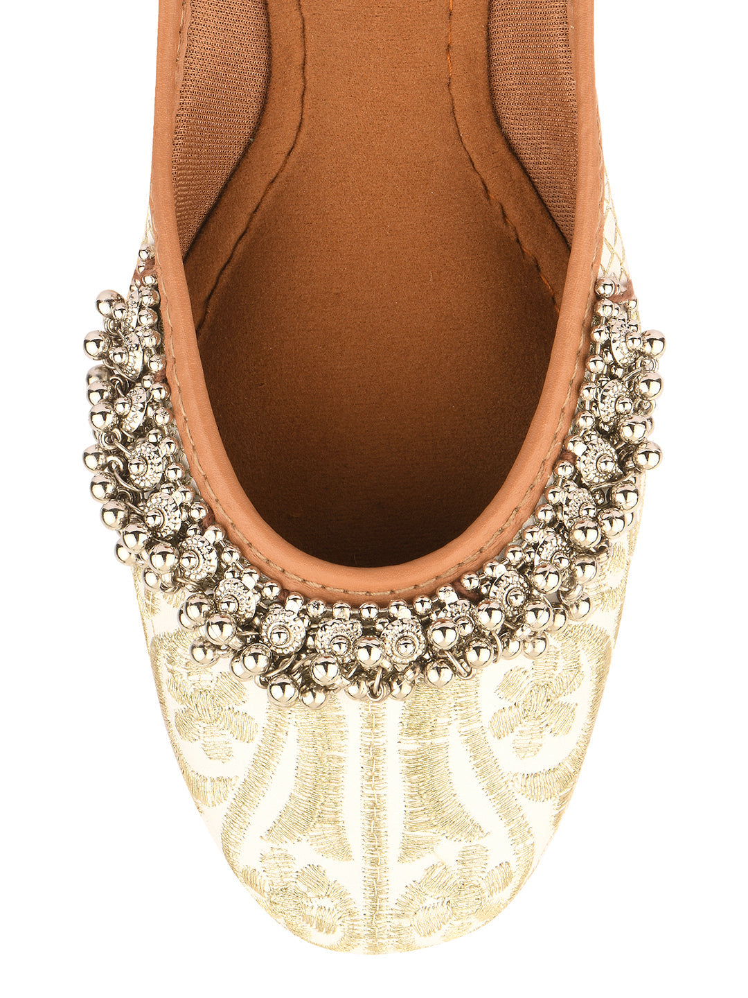 Desi Colour Women Indian Ethnic Footwear-Off White-Gungroo