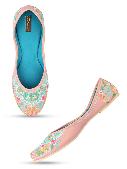 Desi Colour Women Indian Ethnic Footwear-Dual Colour Emb