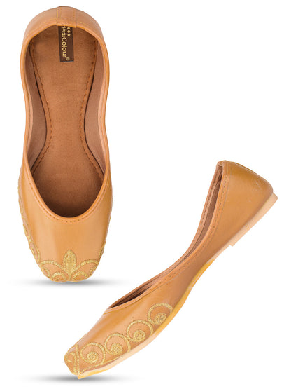 Desi Colour Women Indian Ethnic Footwear-Polish-Tan 1