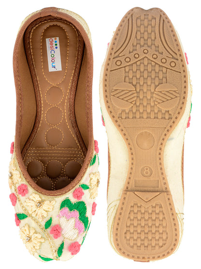 Desi Colour Women Indian Ethnic Footwear-Party Wear Multi Colour Thread Work