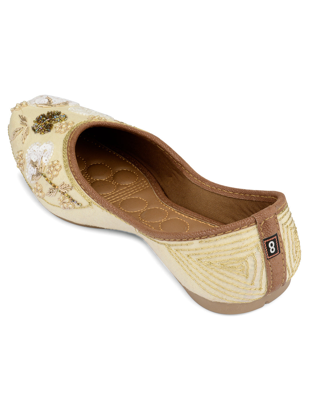 Desi Colour Women Indian Ethnic Footwear-Party Wear Off White Emb