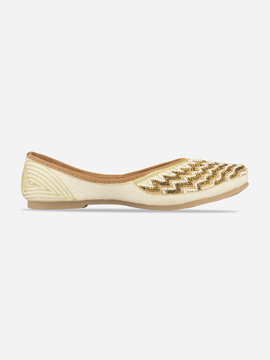 Desi Colour Women Indian Ethnic Footwear-Gold Zigzag