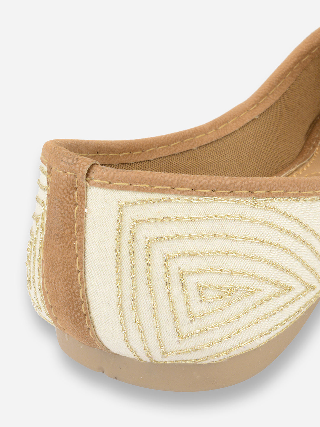 Desi Colour Women Indian Ethnic Footwear-Gold Zigzag
