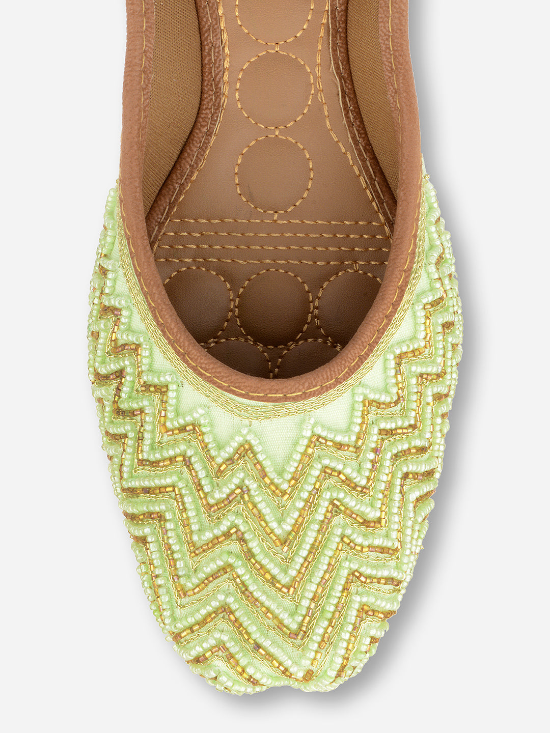 Desi Colour Women Indian Ethnic Footwear-Sea Green Zigzag