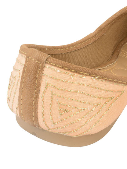 Desi Colour Women Indian Ethnic Footwear-Peach Gold Emb