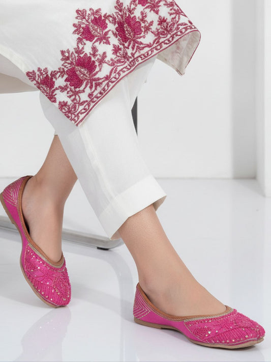 Desi Colour Women Indian Ethnic Footwear-Pink Pearl
