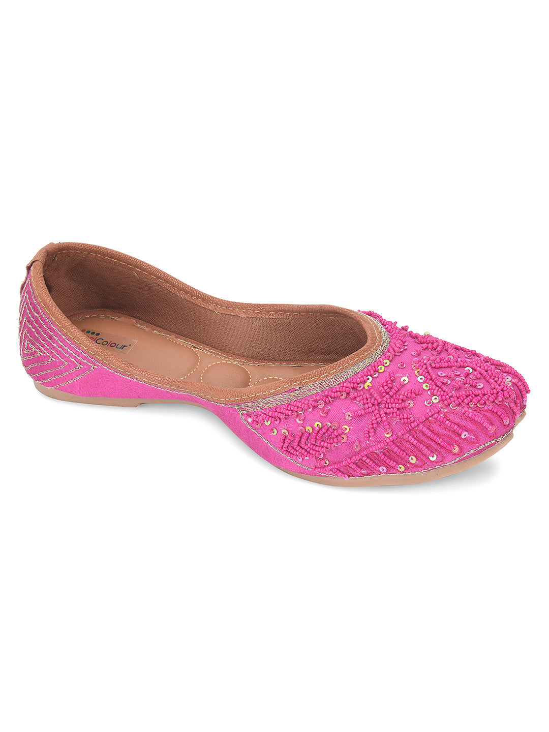 Desi Colour Women Indian Ethnic Footwear-Pink Pearl