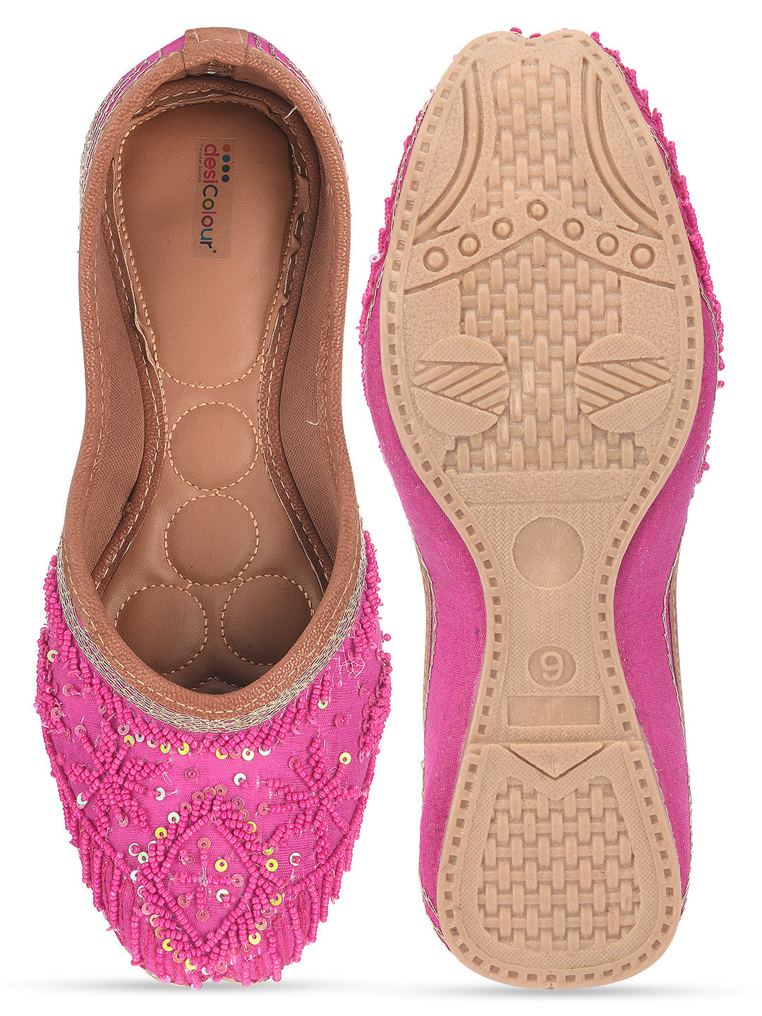 Desi Colour Women Indian Ethnic Footwear-Pink Pearl