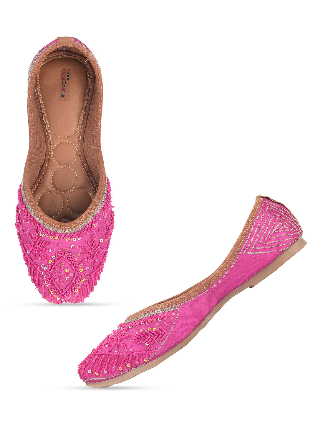 Desi Colour Women Indian Ethnic Footwear-Pink Pearl