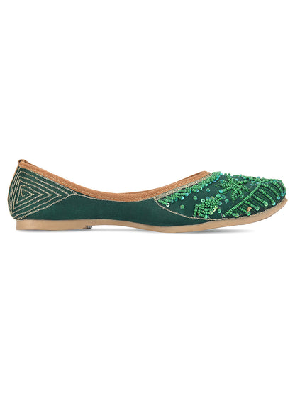 Desi Colour Women Indian Ethnic Footwear-Green Pearl