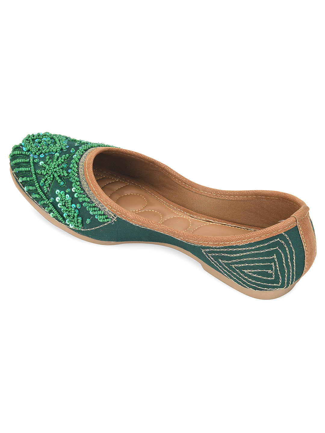 Desi Colour Women Indian Ethnic Footwear-Green Pearl