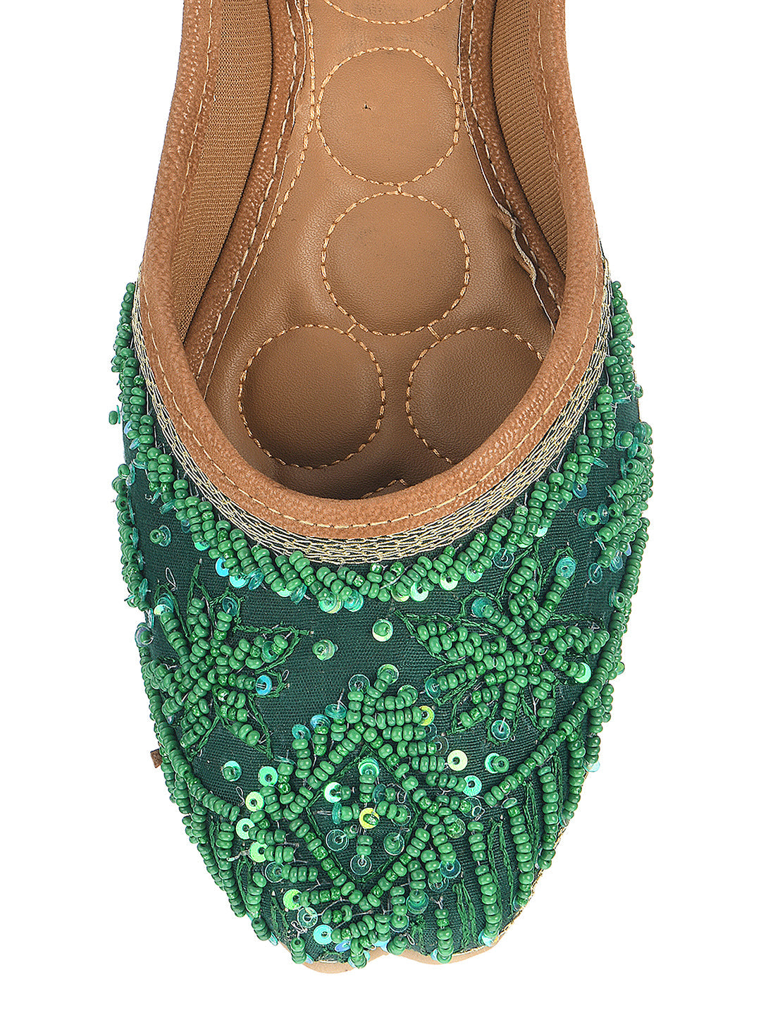 Desi Colour Women Indian Ethnic Footwear-Green Pearl