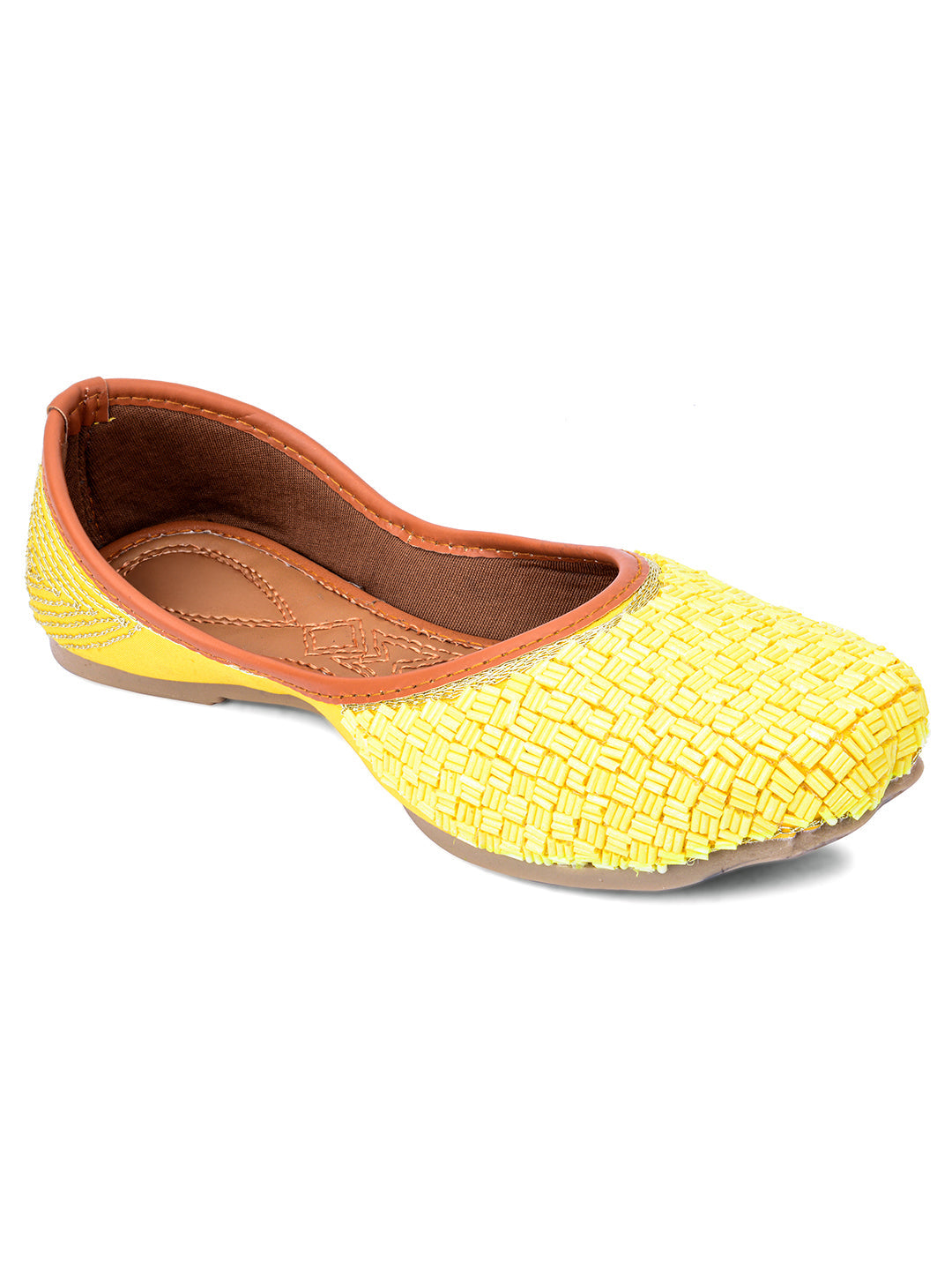 Desi Colour Women Indian Ethnic Footwear-Yellow Pipe