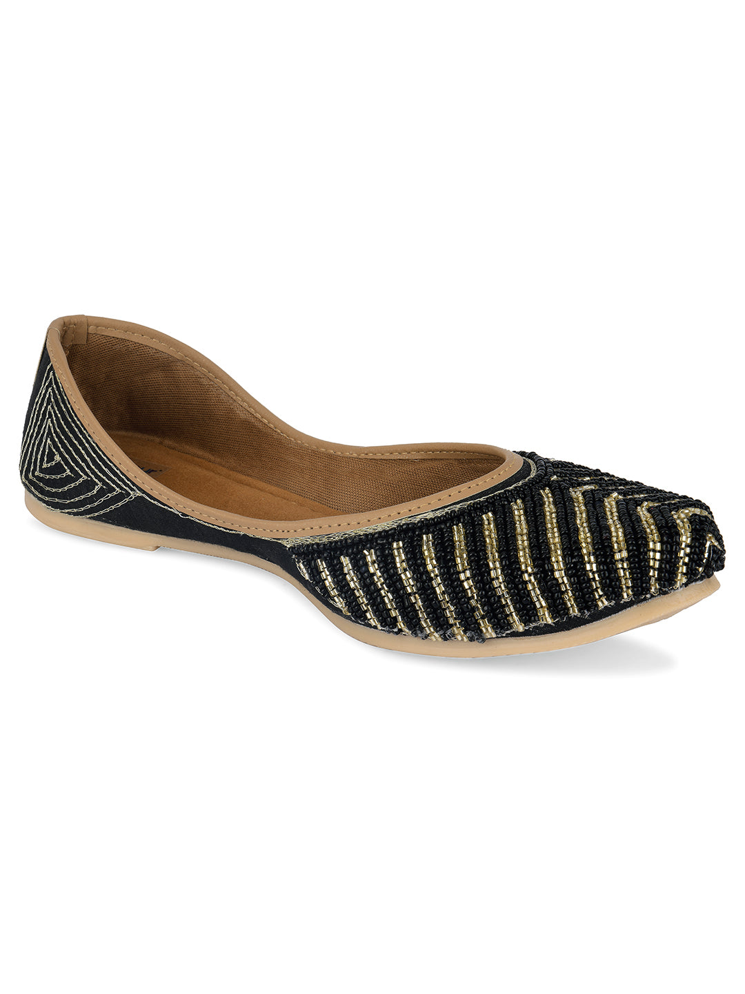 Desi Colour Women Indian Ethnic Footwear-Sleek Pearl-Black