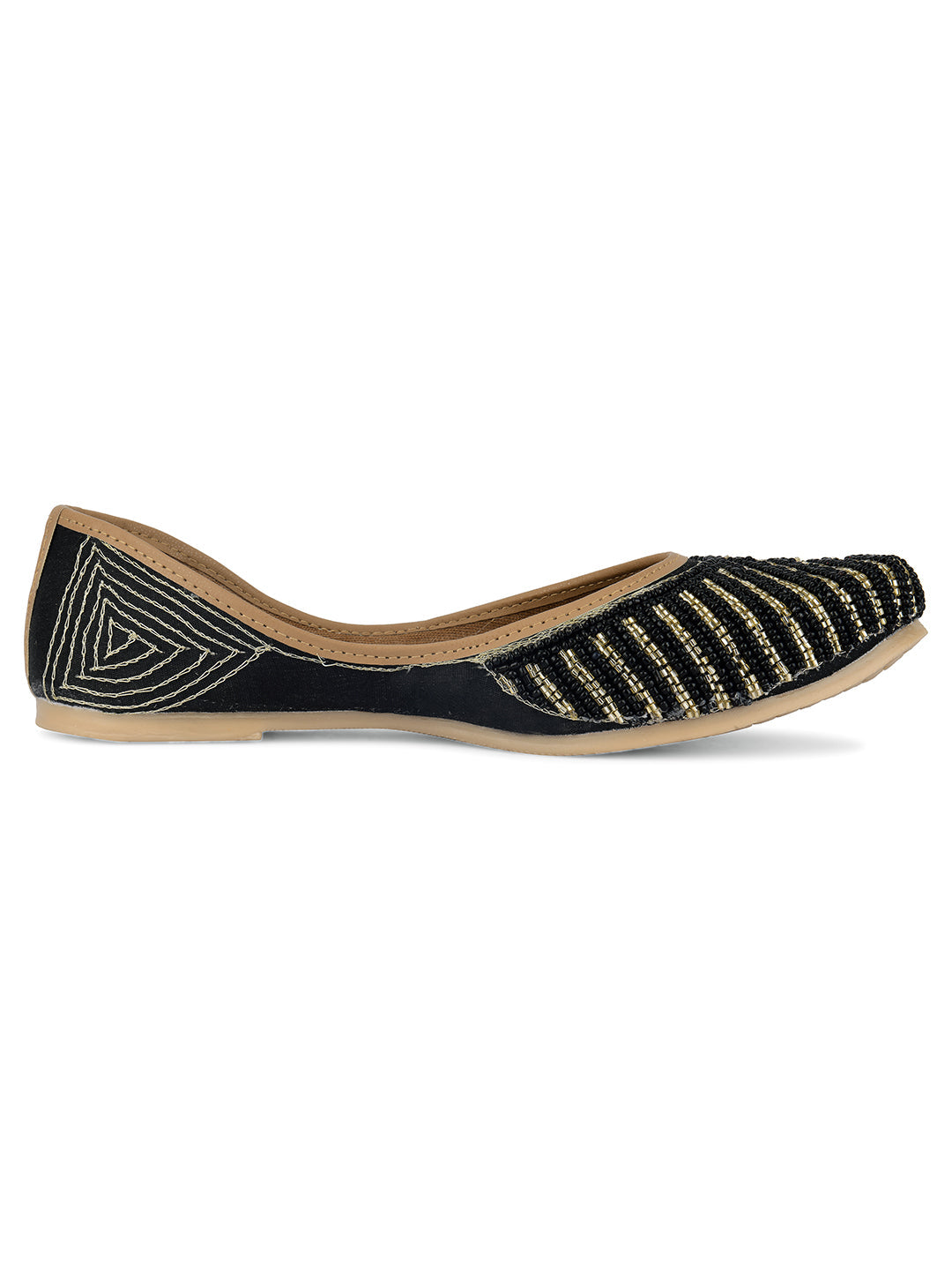 Desi Colour Women Indian Ethnic Footwear-Sleek Pearl-Black