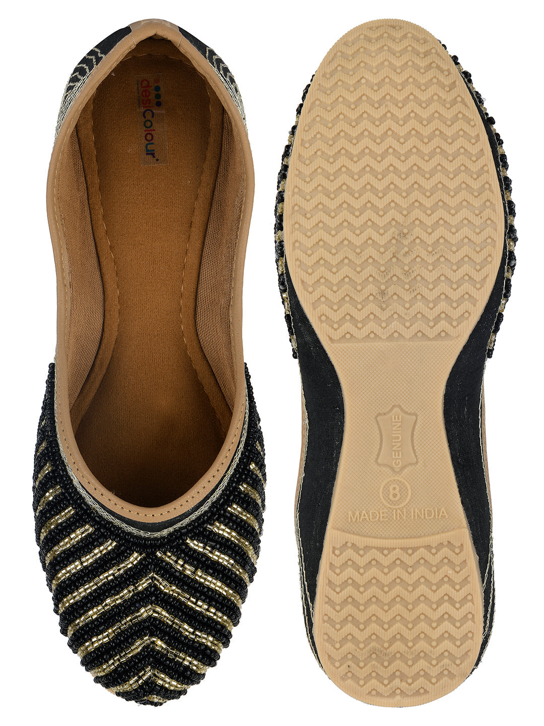 Desi Colour Women Indian Ethnic Footwear-Sleek Pearl-Black
