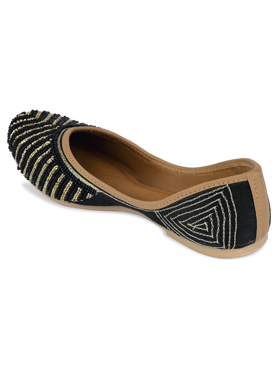 Desi Colour Women Indian Ethnic Footwear-Sleek Pearl-Black