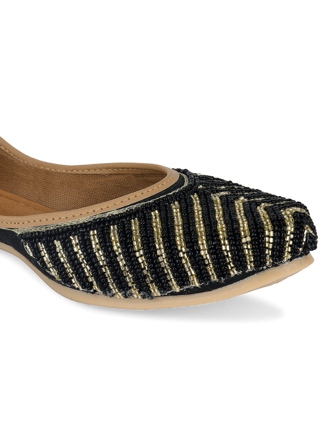 Desi Colour Women Indian Ethnic Footwear-Sleek Pearl-Black
