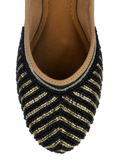 Desi Colour Women Indian Ethnic Footwear-Sleek Pearl-Black