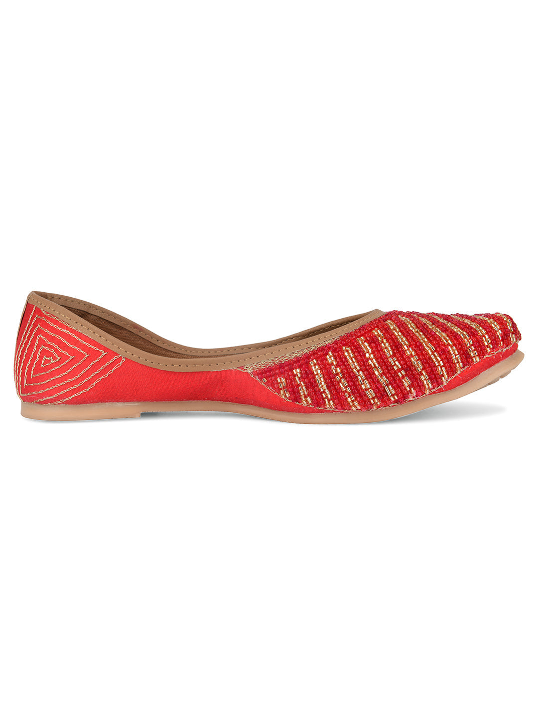 Desi Colour Women Indian Ethnic Footwear-Sleek Pearl-Red