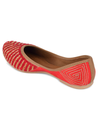 Desi Colour Women Indian Ethnic Footwear-Sleek Pearl-Red