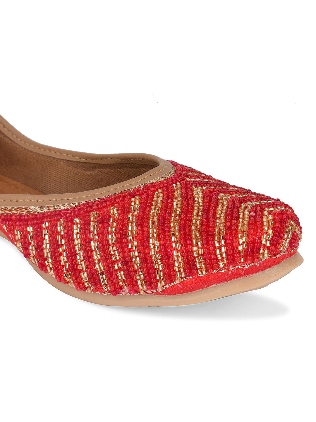 Desi Colour Women Indian Ethnic Footwear-Sleek Pearl-Red