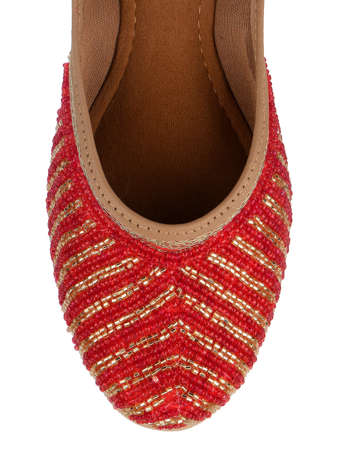 Desi Colour Women Indian Ethnic Footwear-Sleek Pearl-Red