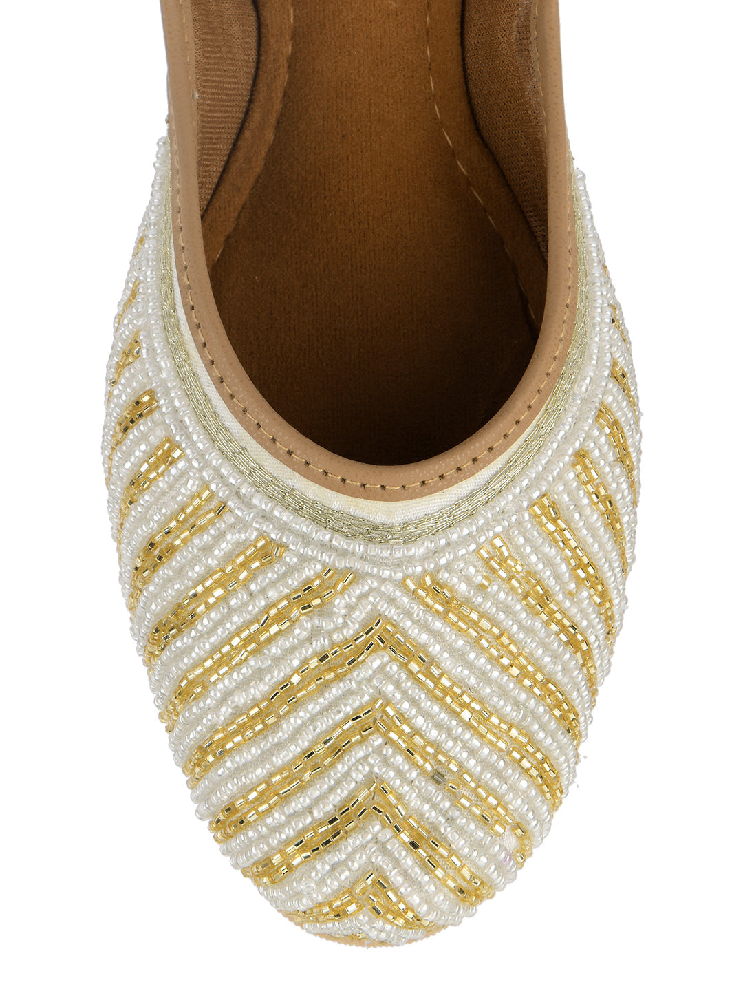 Desi Colour Women Indian Ethnic Footwear-Sleek Pearl-Off white