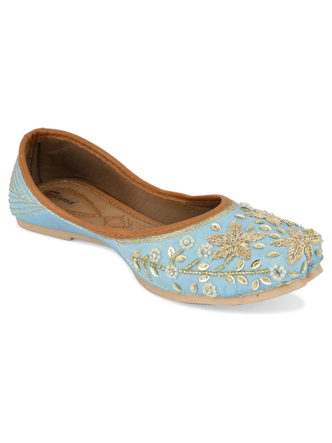 Desi Colour Women Indian Ethnic Footwear-Firoji Dabka