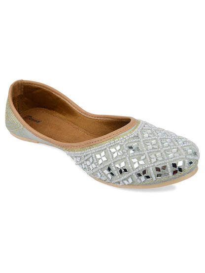 Desi Colour Women Indian Ethnic Footwear-Mirror Art- Grey