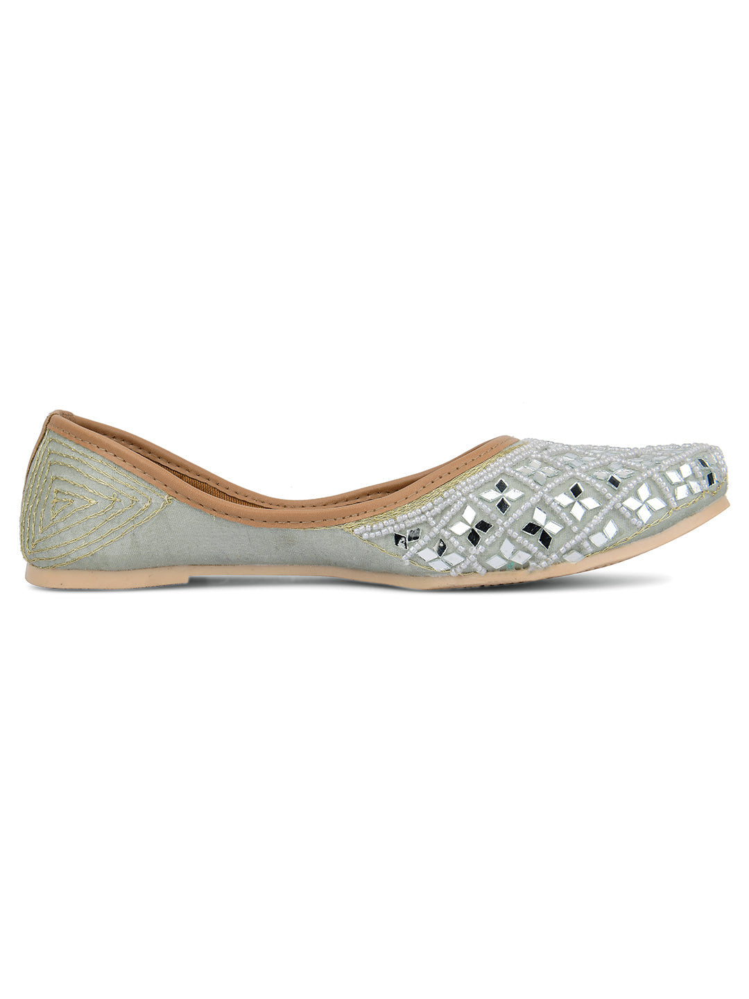 Desi Colour Women Indian Ethnic Footwear-Mirror Art- Grey