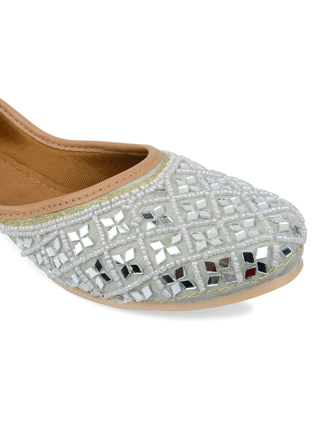 Desi Colour Women Indian Ethnic Footwear-Mirror Art- Grey
