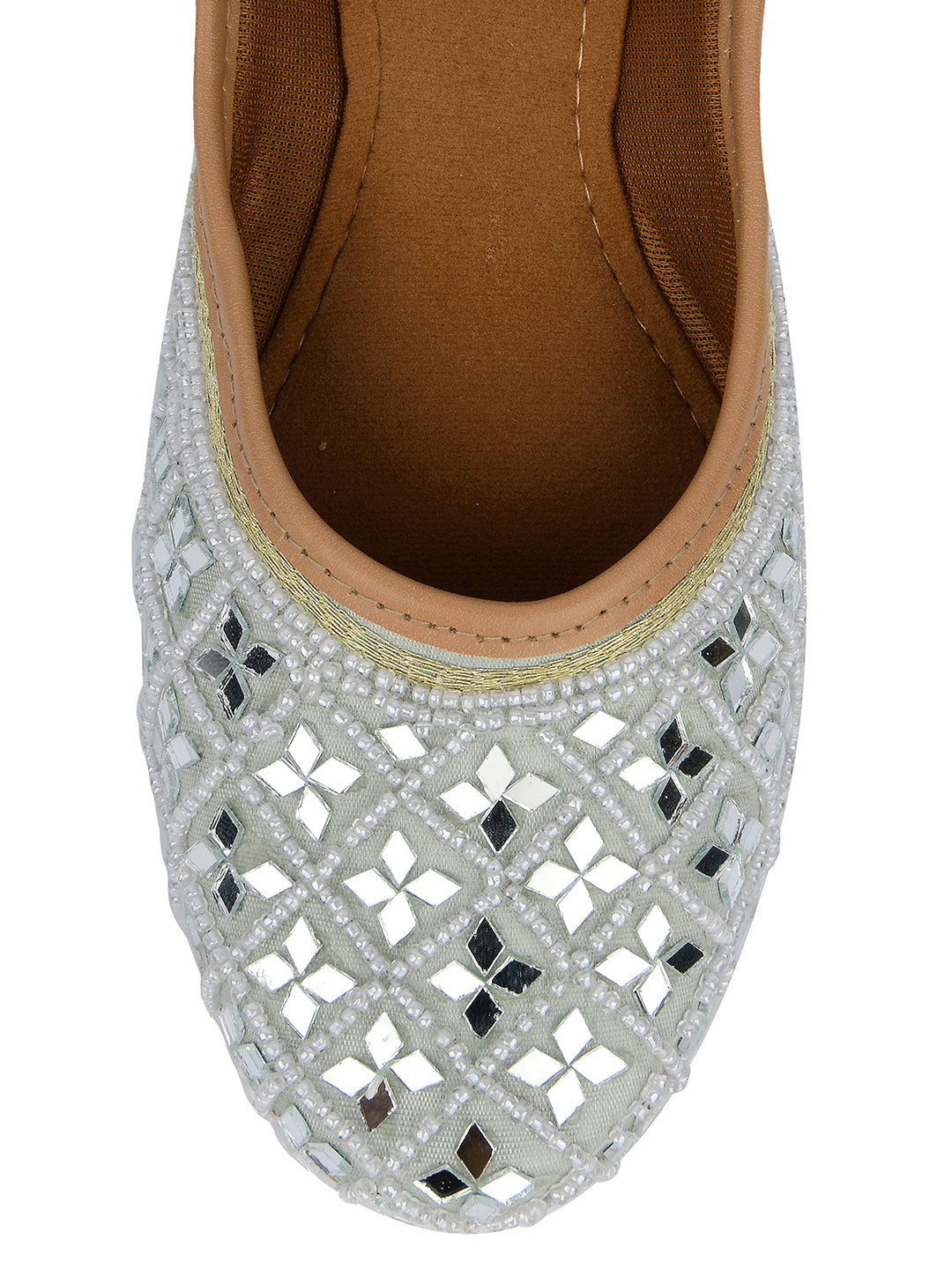 Desi Colour Women Indian Ethnic Footwear-Mirror Art- Grey