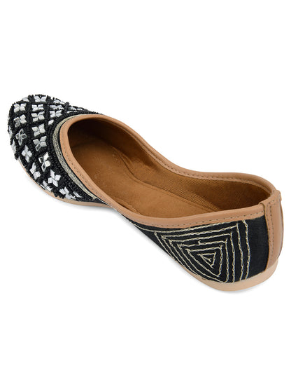 Desi Colour Women Indian Ethnic Footwear-Mirror Art- Black