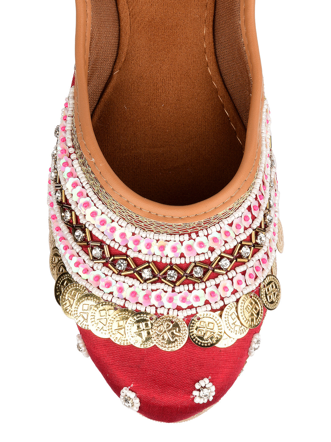 Desi Colour Women Indian Ethnic Footwear-Maroon Coin